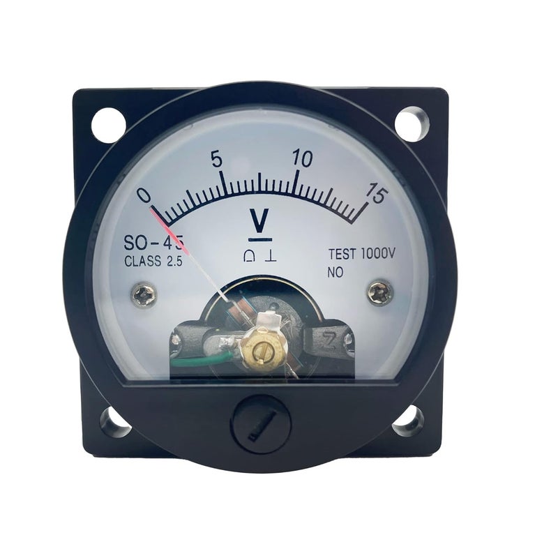 LEPEVNEY Analog Dial Panel Meter Voltmeter Gauge SO-45 DC 0-15V Round Current Measuring Ammeter, 1 Pcs - Image 1
